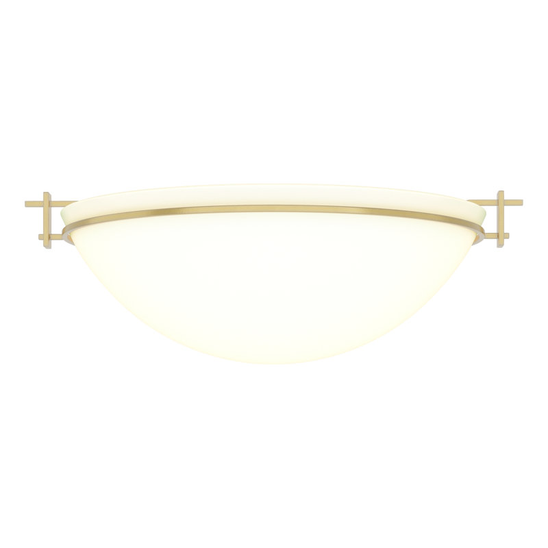Moonband Semi Flush Mount, Opal, Modern Brass, 6.5" H x 15.9" W x 15.9" D