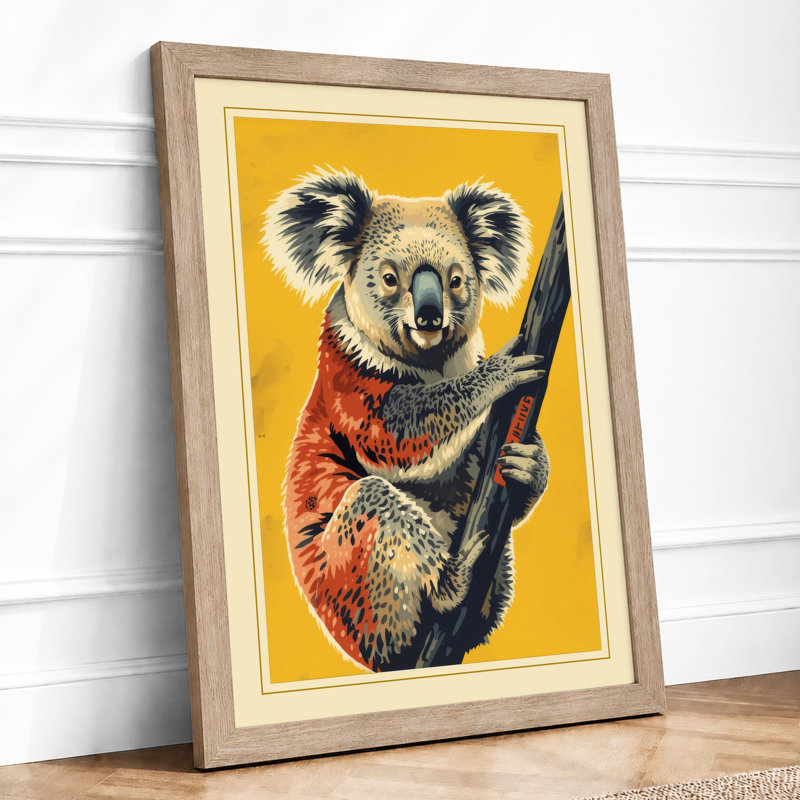 Koala on Branch Modern - Framed Print, A1 - 84.1 x 59.4 cm, Oak