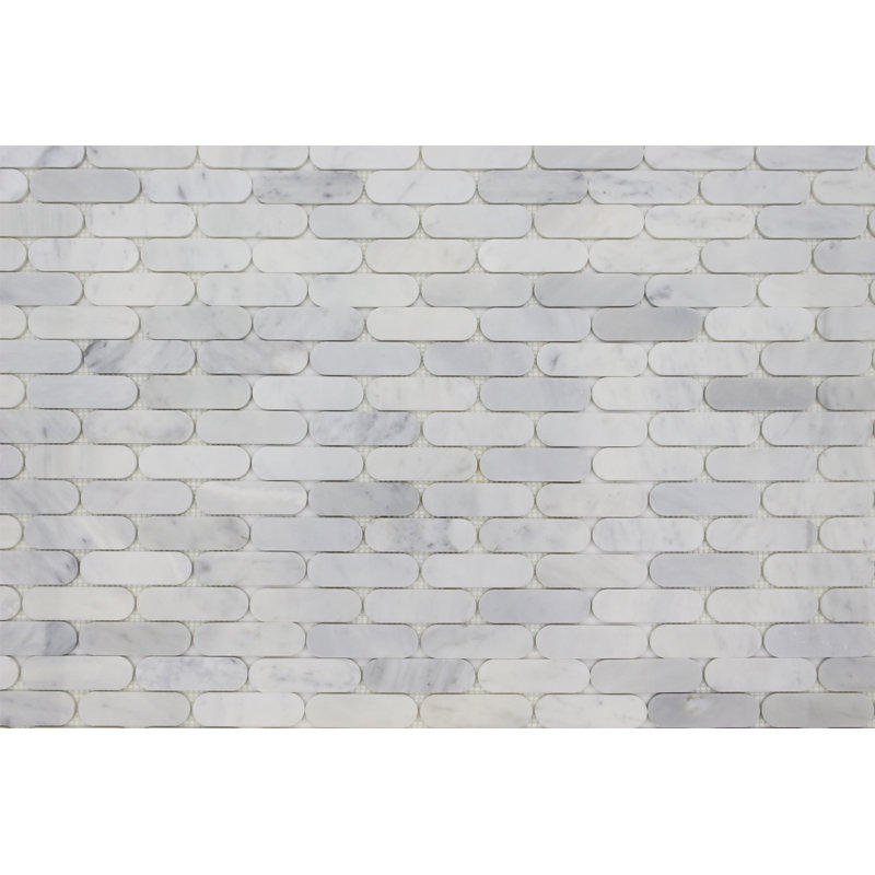 Eclipse 1.25" x 4" Marble Mosaic Subway Tile, White