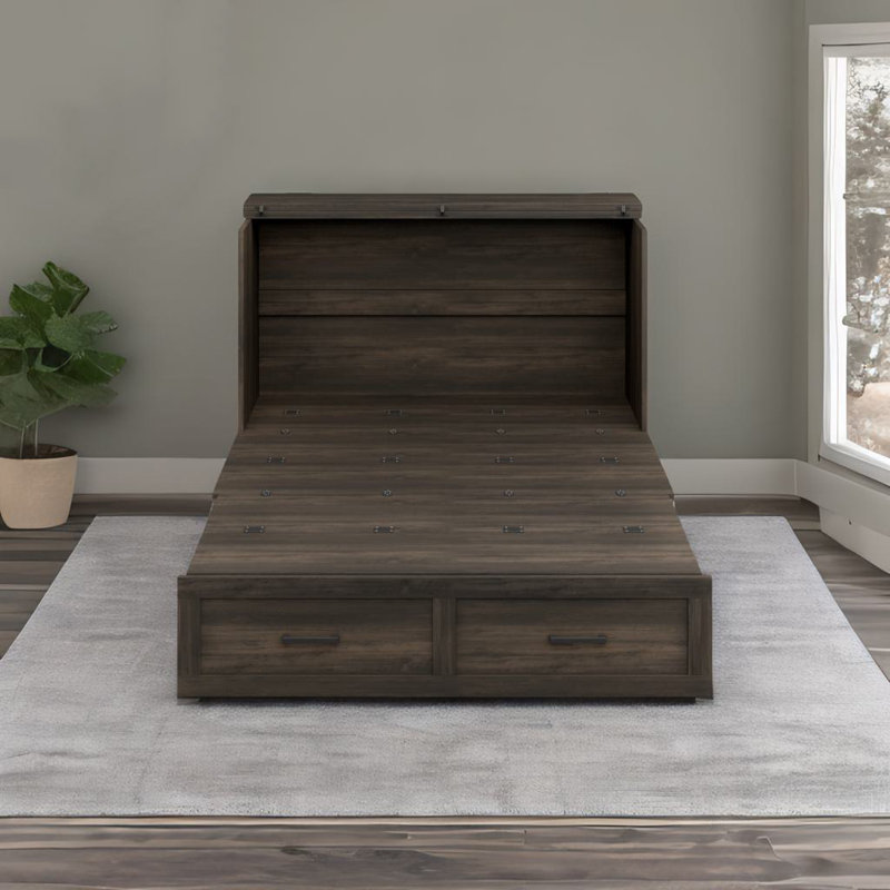 Lit armoire Murphy, gris, Double