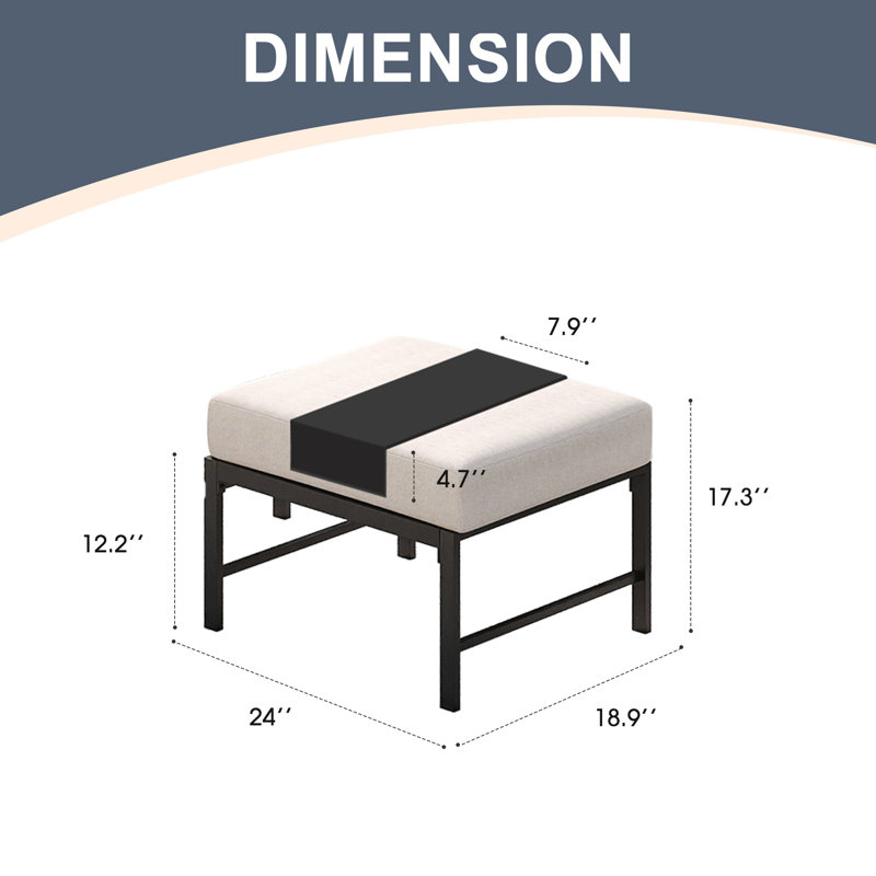 Repose-pieds d'extérieur Bular avec coussin Sunbrella®, Beige