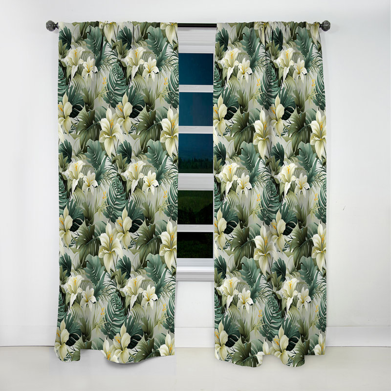 Motif tropical discret - Rideau floral occultant - 1 panneau, L 52 po x L 84 po