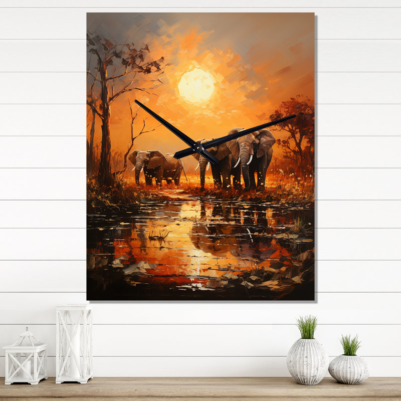 Ints - African Wall Clock, 40" H x 30" W x 1" D