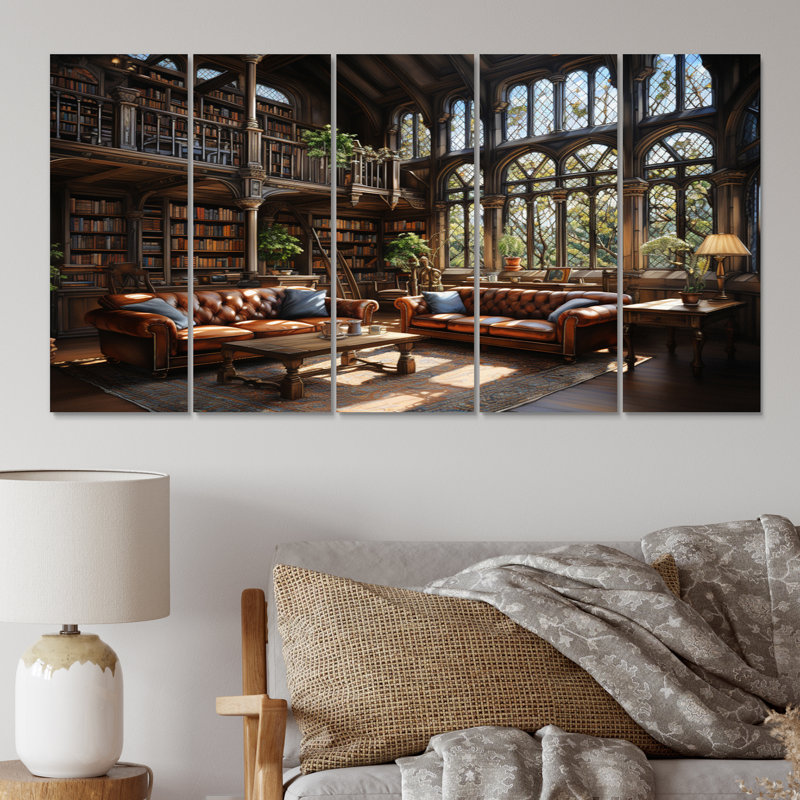 " Libraries Literary Haven II " 5 - Pieces