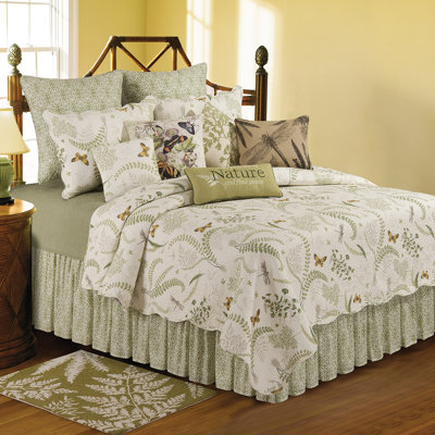 Althea Green/Gold/Begie Cotton Reversible Quilt