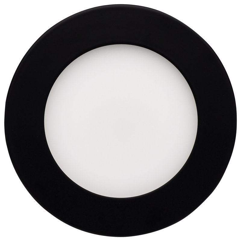 10 Watt LED Direct Wire Downlight 4-Inch CCT Selectable Round Remote Driver Black Finish, Black