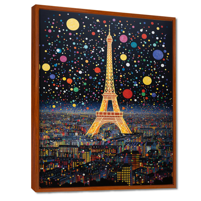 Feux d'artifice du Nouvel An, Paris, Tour Eiffel III, Cadre flottant brun, H 32 po x l 16 po