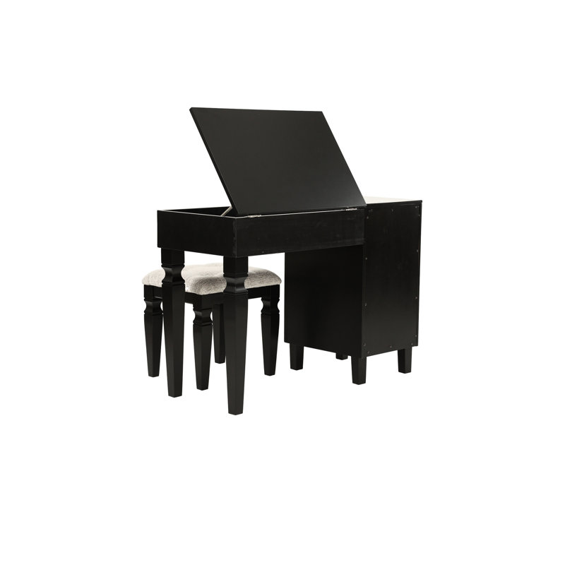 Meuble-lavabo traditionnel avec tabouret noir