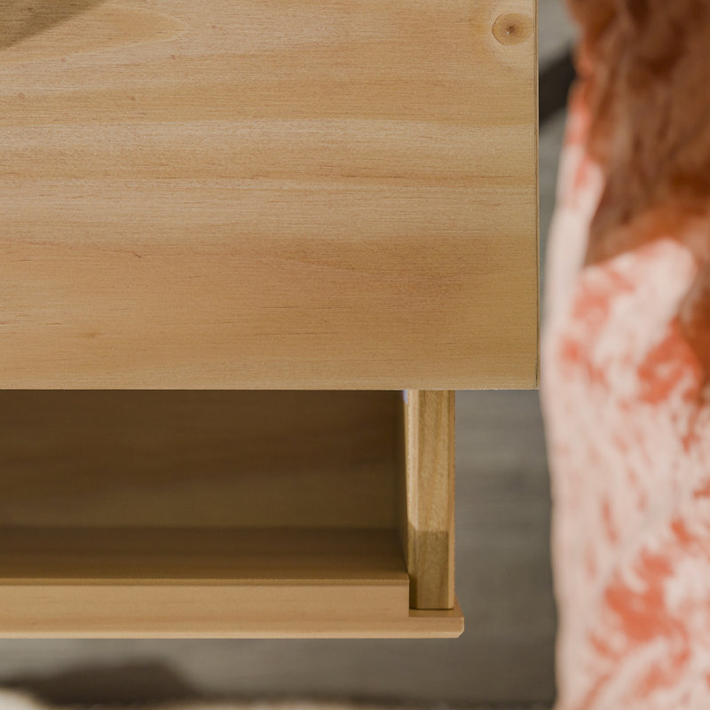 Solid Wood Bedside Table, Natural Pine