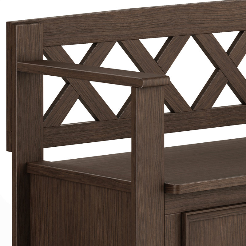 Solid Wood Entryway Storage Bench, Dark Brown