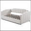 Lit de jour moderne rembourré avec rangement inférieur, taille simple, blanc