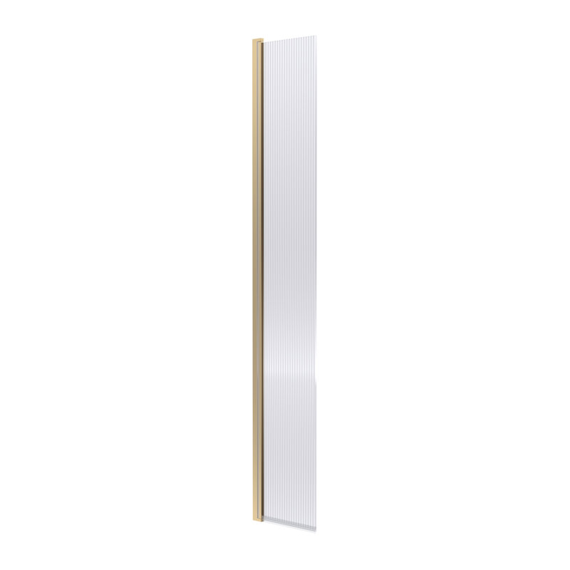 322mm W x 1850mm H Slab Semi-Frameless Wet Room Glass Screens with Clear Glass, Brushed Brass