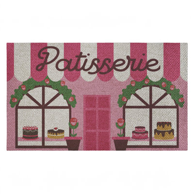 Patisserie Shop Windows Outdoor Door Mat, design by Lil' Rue, 18"x30"