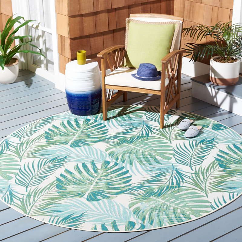 Ivanna 500 Performance Floral Indoor/Outdoor Area Rug, Round 6'6"