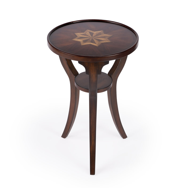 Dalton Cherry Brown Round Accent Table with Splayed Legs