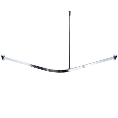 Ridder Universal Corner Shower Curtain Rail with Hooks Chrome