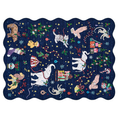Christmas Area Rug Scalloped Rug Area Rug