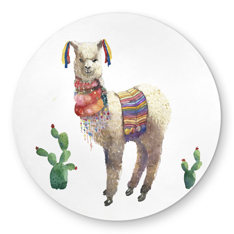 Lama Parade Children Art Bedroom Rug - Outdoor Decor Round