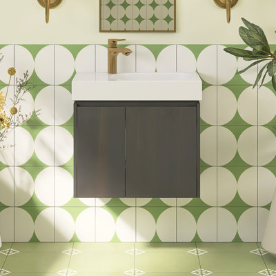Meuble-lavabo mural simple 23,6 po avec comptoir en céramique