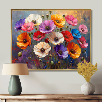 Bouquet rayonnant rose coquelicots rouges - coquelicots