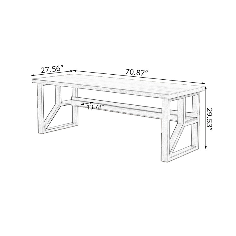 Walnut Rectangular Solid Wood desks, 29.53" H x 70.87" W x 27.56" D