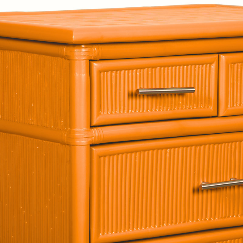Table de chevet 4 tiroirs Bermuda, Orange citron