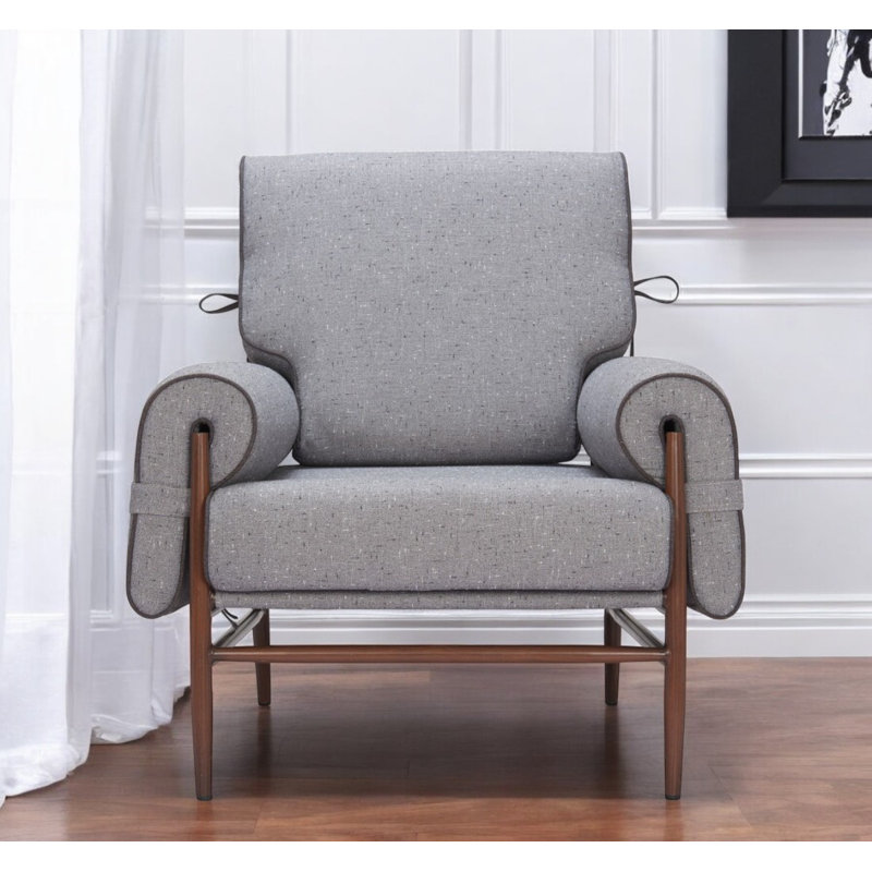 Fauteuil rembourré 34 po gris et brun
