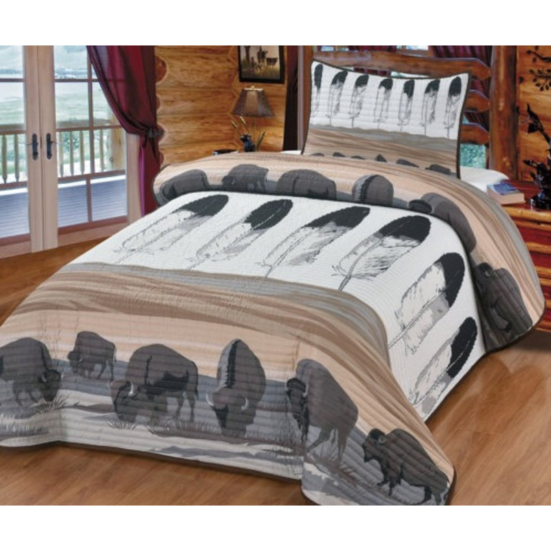 Spirit of the Plains Queen Quilt Set with 2 Pillow Shams, Queen Quilt + 2 Queen Shams