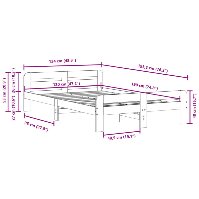 Bed, Brown, Small Double (4')