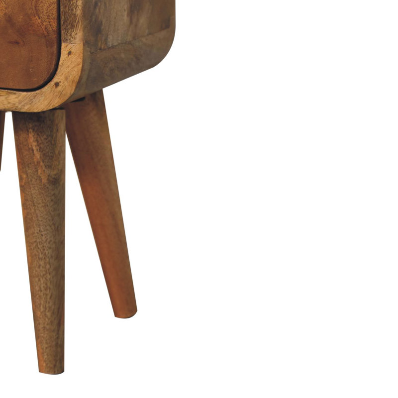 Extra Mini Curved Oak-Ish Bedside, Beige