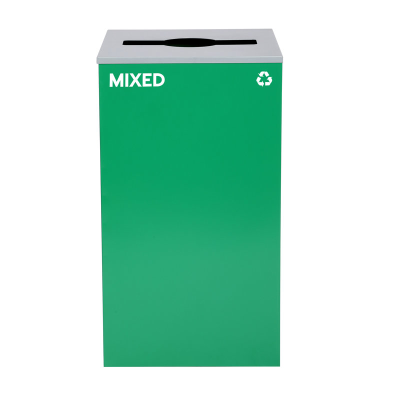 Poubelle en acier mélangé avec couvercle à ouverture mixte 29 gallons Alpine Industries, Vert