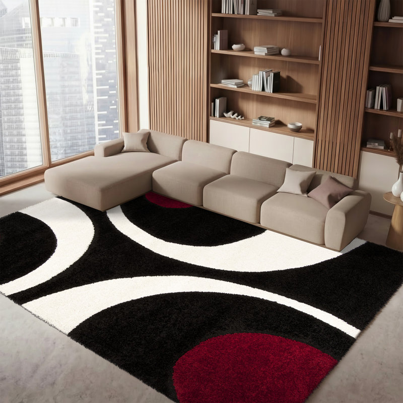 Tapis noir / ivoire Ashal, Carré 6 pi 7 po