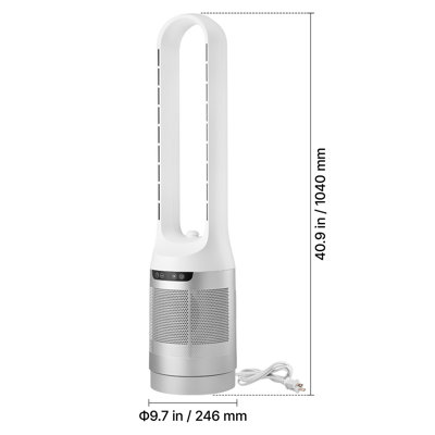 Ventilateur tour sans pales, ventilateur debout oscillant à 65 °, 12 vitesses et 4 modes et minuterie 8H, circulateur d'air de plancher à haute vitesse 14,76 pi / s, flux d'air puissant pour la chambre à coucher, le salon, la maison, le bureau, blanc