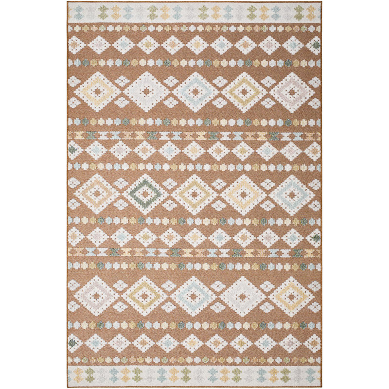 Tapis d'extérieur Jade rouille / crème ardoise, Rectangle 6 pi 7 po x 9 pi