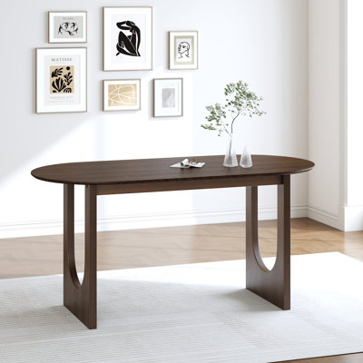 Table de salle à manger ovale en bois à double piédestal