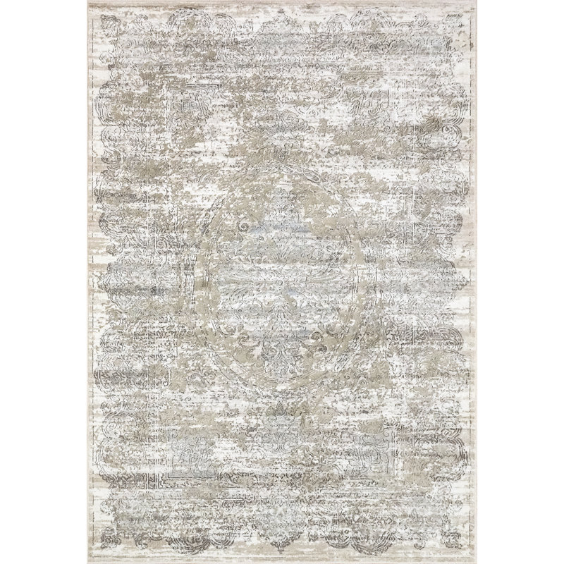 Tapis beige/bleu Karlee, Rectangle 2 pi x 3 pi 5 po