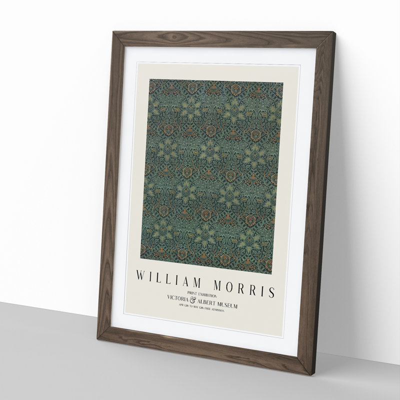 Ispahan by William Morris - Picture Frame Art Prints, 65cm H x 48cm W x 2cm D, Walnut Framed Framed
