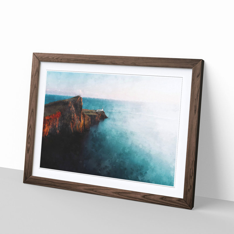 Neist Point Lighthouse Isle of Skye - Picture Frame Graphic Art Print, 33cm H x 45cm W x 2cm D, Walnut Framed