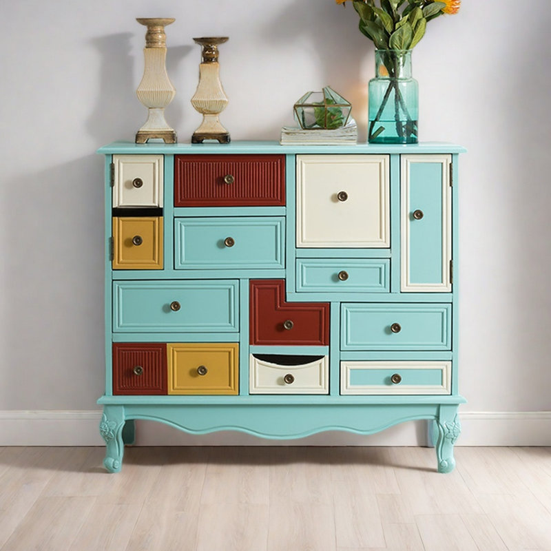 American style simple drawer accent cabinet, Sky Blue