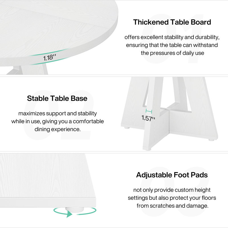 120Cm Dining Table, White