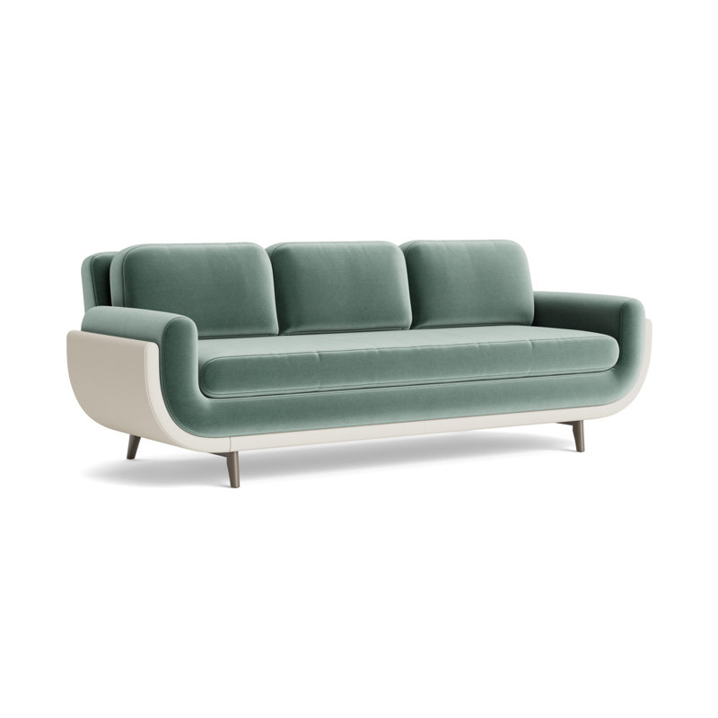 Regatta 100 Sofa, Velvet - Jade/Greenwich Leather - Cream, Driftwood