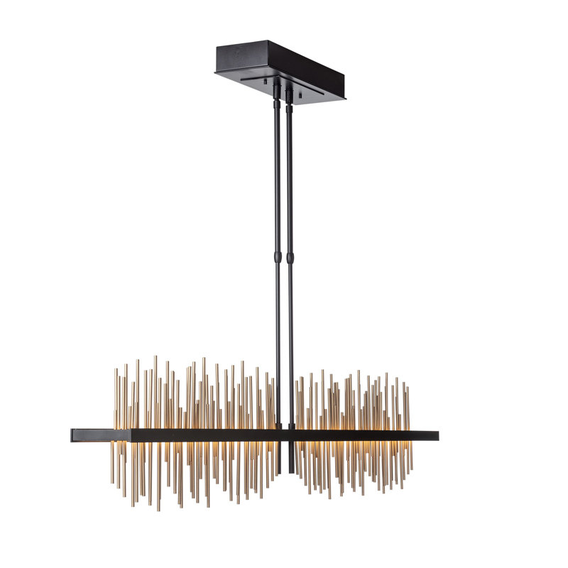 Gossamer 1 - Light Kitchen Island Linear LED Pendant, Black, Soft Gold