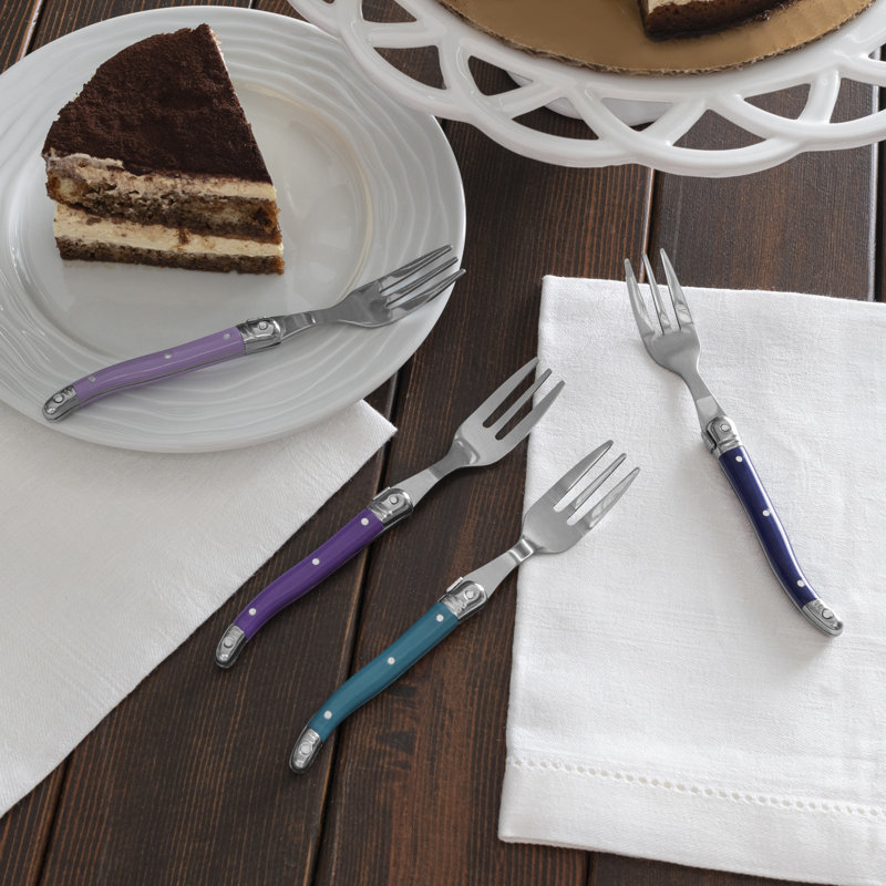 French Home Set Of 4 Cake Forks - Plum Rose, Purple;Blue;Teal