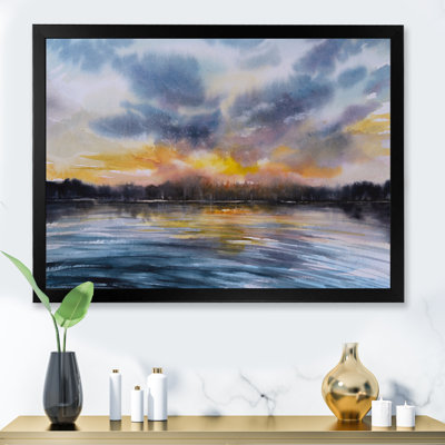 Coucher de soleil sur le lac I - décor mural toile