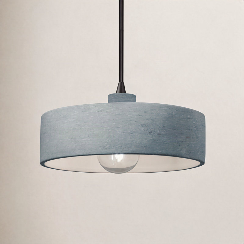 Luminaire suspendu cylindrique à 1 lumière Colgate, Béton, Noir mat