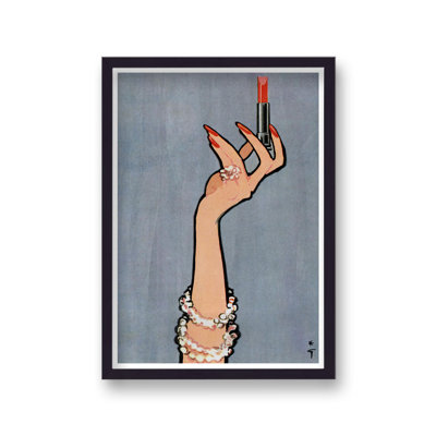 Rene Gruau Dior Lipstick Vintage Fashion 1 Piece Single Picture Frame Wall Art