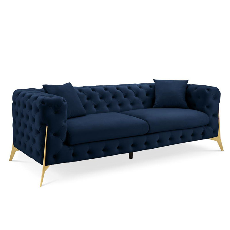Sperryville 3 Seater Velvet Sofa, Blue