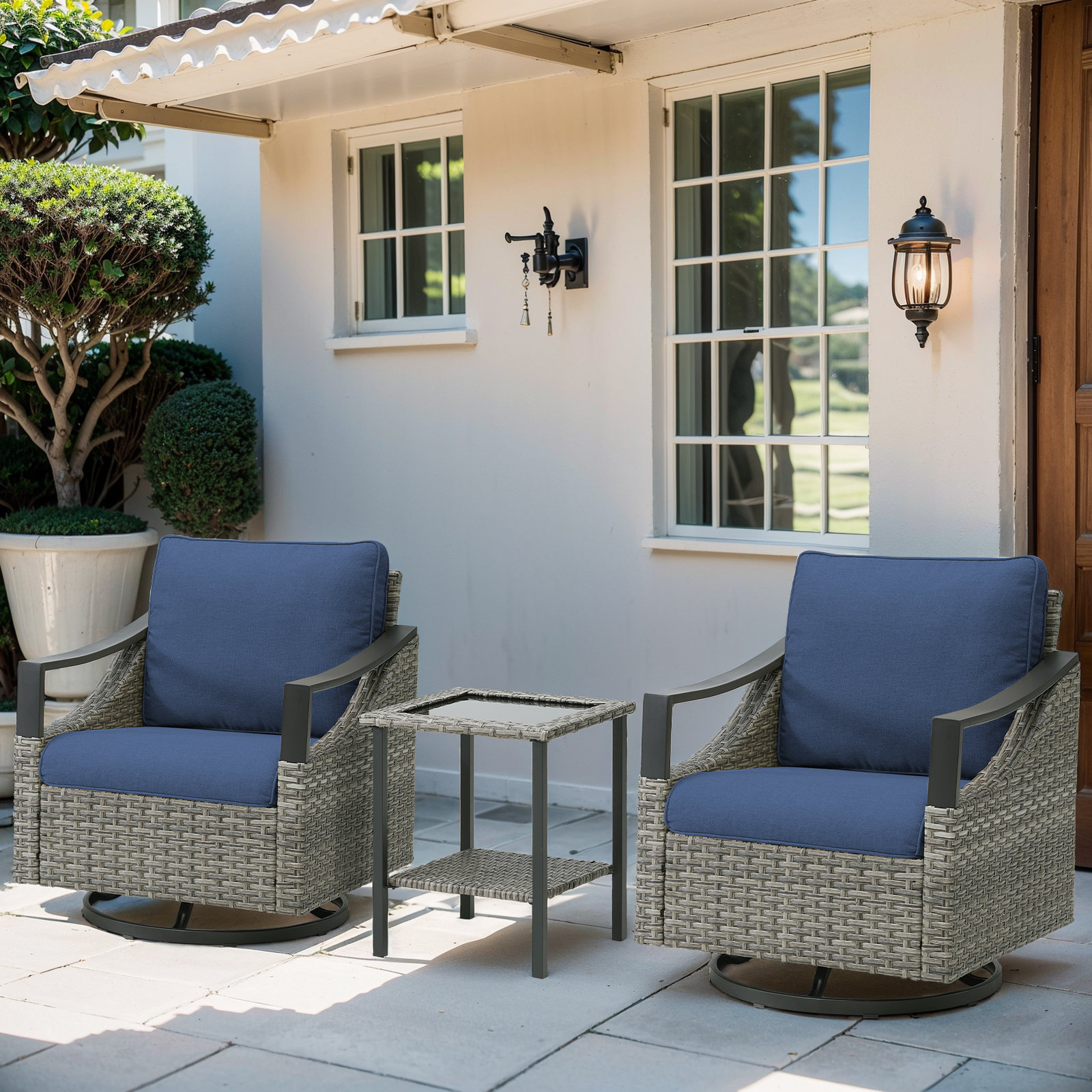 Livsip wooden garden bench 2 seat outdoor chair table loveseat
