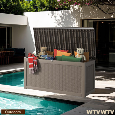 320 Gallons Water Resistant Resin Lockable Deck Box, Outdoor Weather-Resistant Resin Storage Deck Box, Large Lockable Capacity, Versatile Deck Outdoor Storage Bench