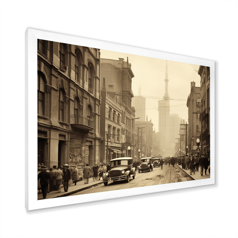 Toronto City A Nostalgic In A Vintage I - Cityscapes Canvas Prints, H 24 po x l 32 po x P 1 po, Cadre photo blanc